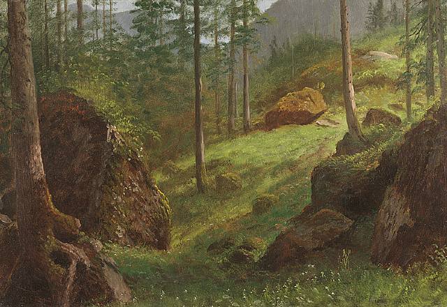 Albert Bierstadt Wooded Hillside